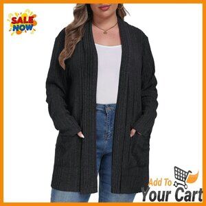 Plus Size Cardigan Sweater with Pockets Open Front Loose Fit